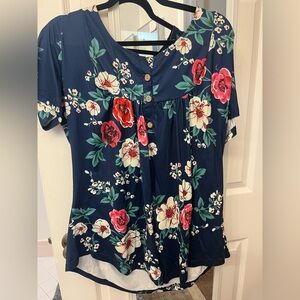 XL Blue Floral Shirt